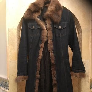 Fur and jeans coat